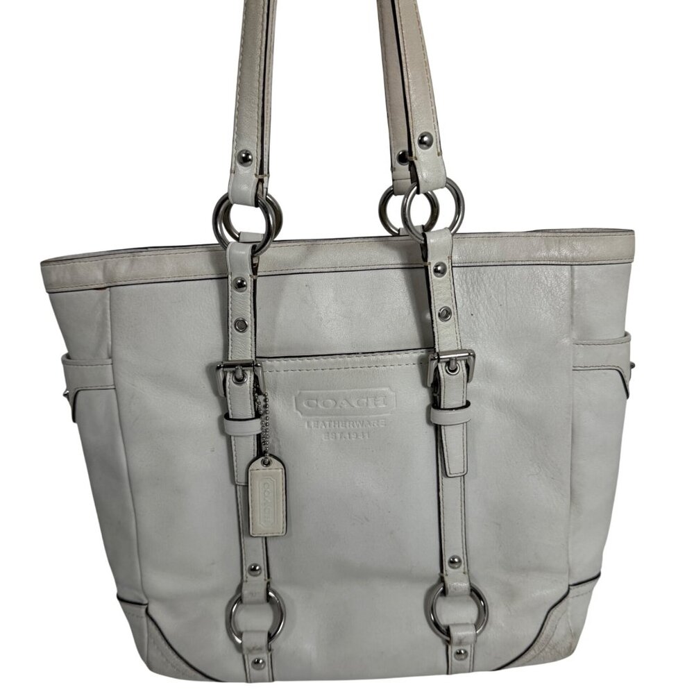 Coach Gallery Tote F11524 Bone White Leather Shoulder Bag 2008 PROJECT FLAWS